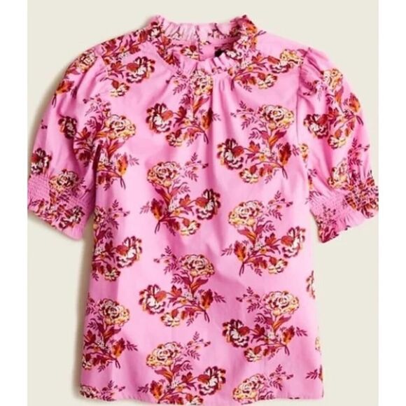 J. Crew Smocked Puff Sleeve Top Sz. XS - Picture 2 of 7